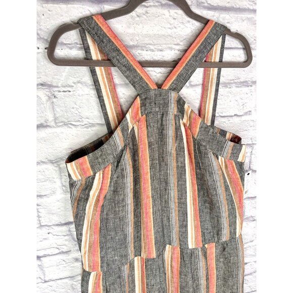 JOIE Women's Gray Multicolor Stripe Linen Sleeveless Halter Neck Rosabel Dress - Picture 2 of 6